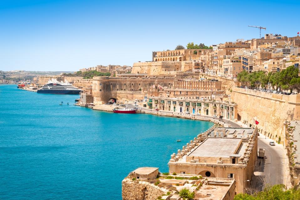 The medieval walls around Malta's capital city, Valletta.