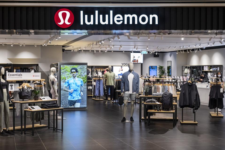 Canadian sportswear clothing band, Lululemon logo and store...