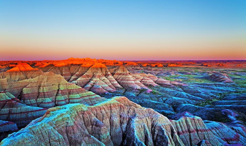 Sunset at The Wall, Badlands National Park, South Dakota.