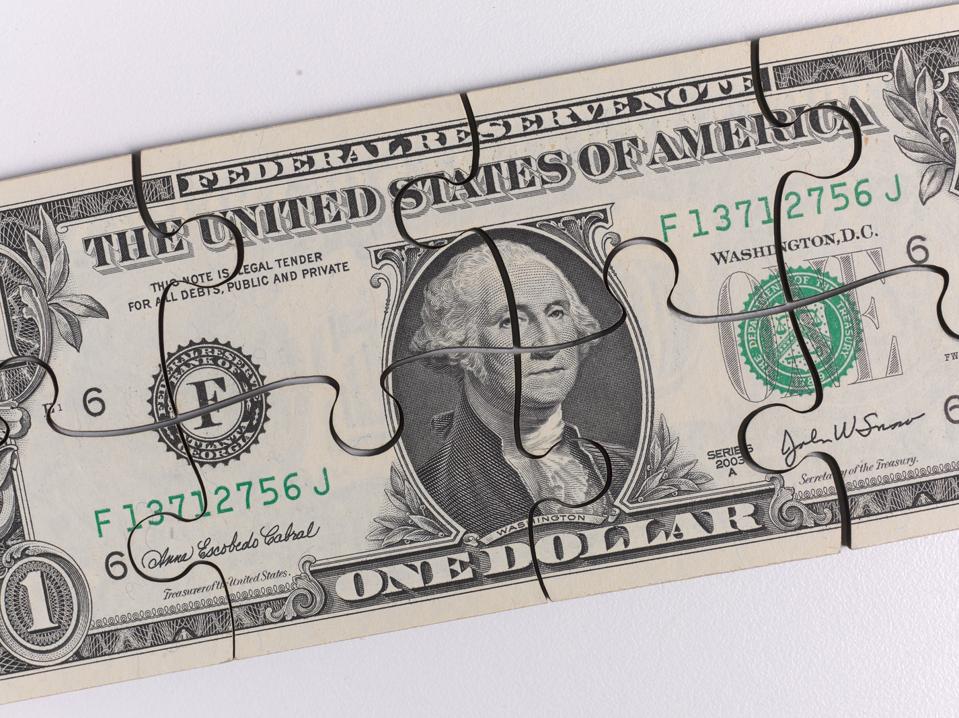US 1 Dollar Bill featuring President George Washington, jigsaw