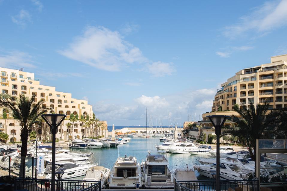 View of Portomaso Marina in St Julians Malta