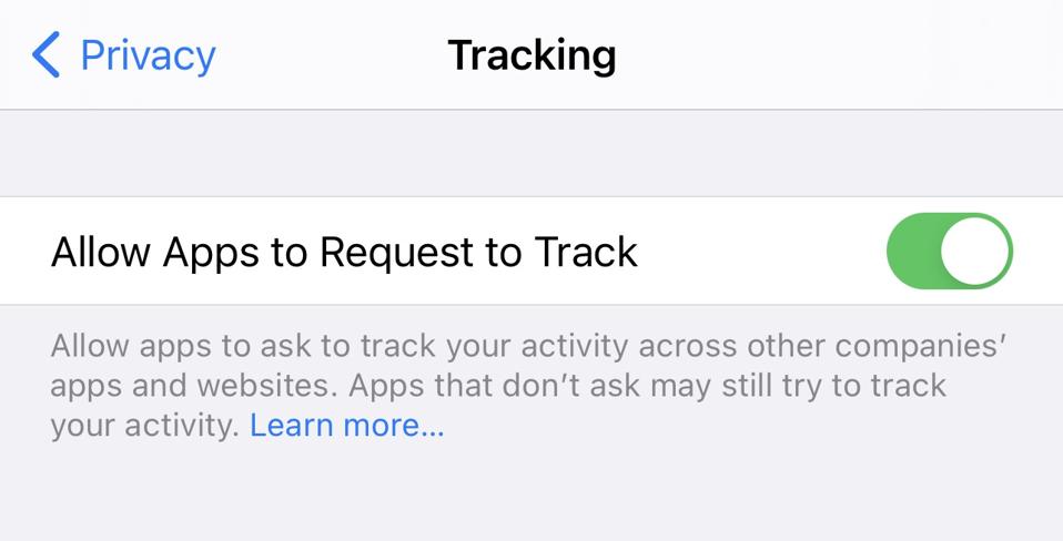 Allow Apps to Request to Track iPhone setting