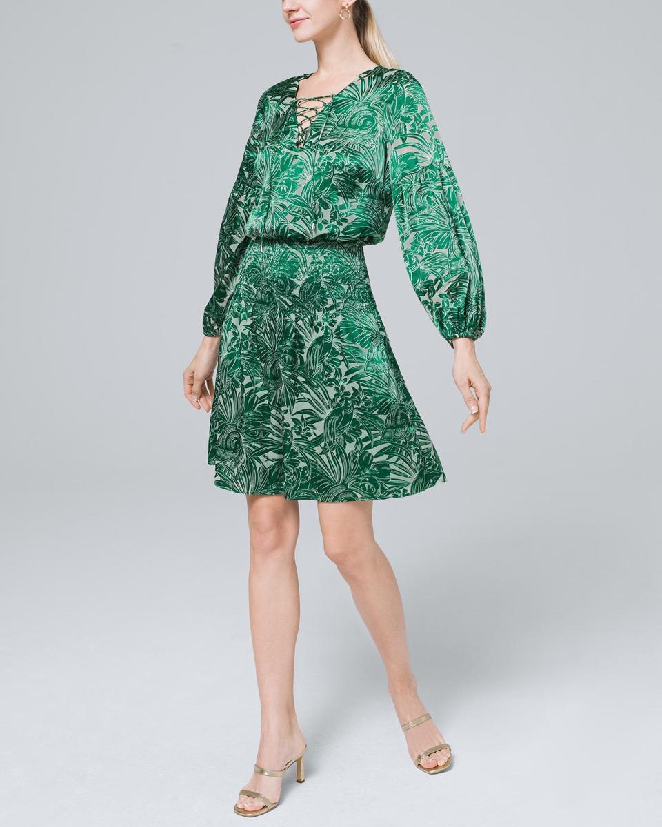 WHBM Petite Smocked Burnout Blouson Dress