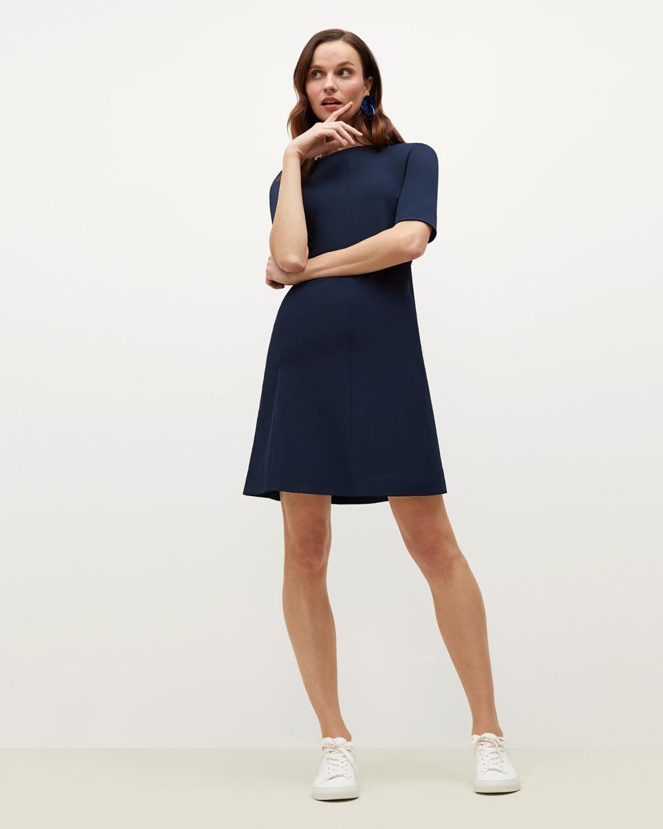 sleek blue dress
