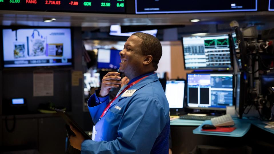 Trading On The Floor Of The NYSE As Stocks Rally on Jobs Growth