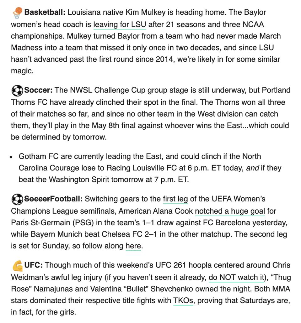 Screenshot of The GIST's email newsletter.