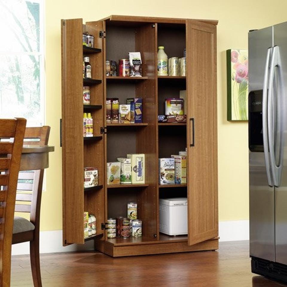 Sauder HomePlus 71″ Tall 2-Door Multiple Shelf Wood Storage Cabinet, Sienna Oak Finish - Walmart.com - Walmart.com