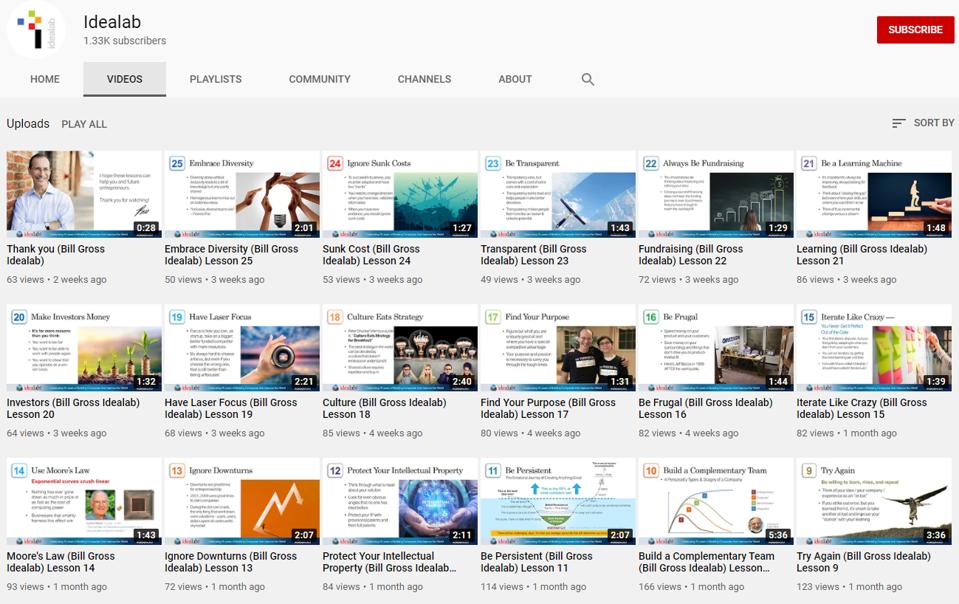 Idealab's YouTube channel
