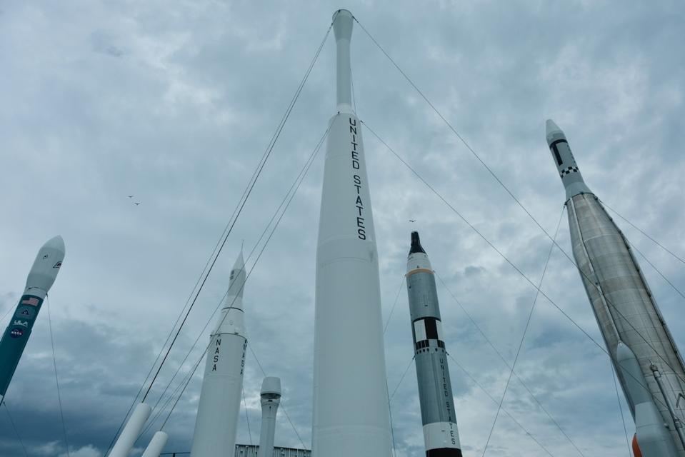 The rocket garden at Kennedy Space Center on Florida's Space Coast.