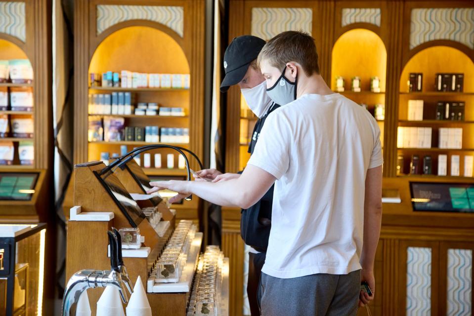 Consumers shop inside the Green Goddess Venice, one of the oldest cannabis collective's in the state.
