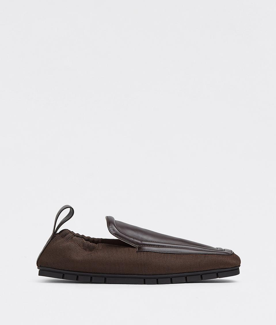 Leather and technical fabric loafers