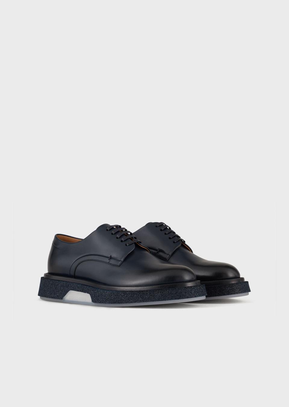 Giorgio Armani Leather Derby Shoes in Midnight Blue 