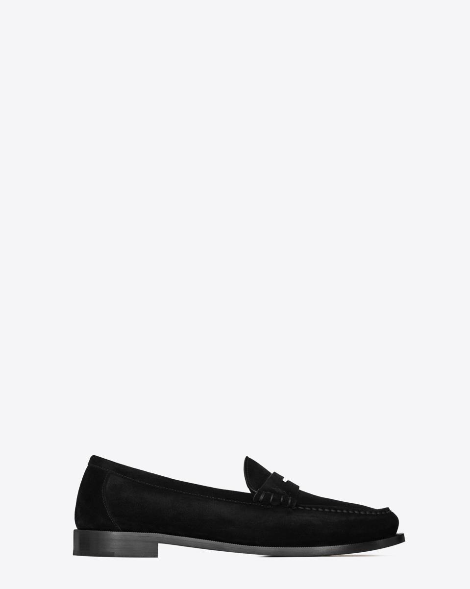 Suede men’s penny loafers.