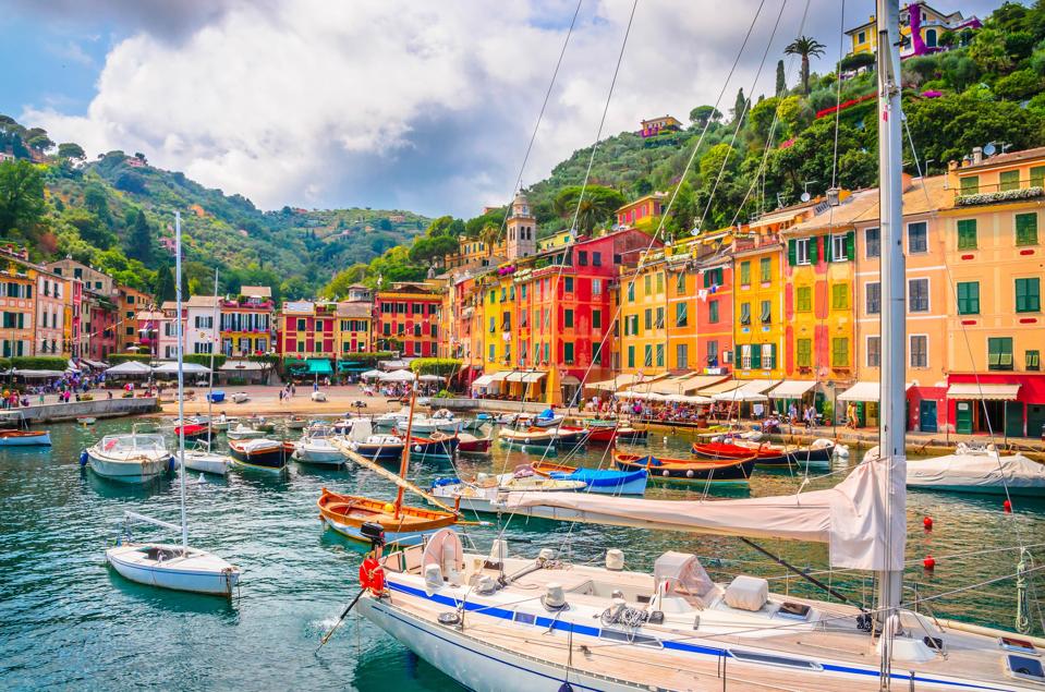 Beautiful bay with colorful houses in Portofino,  Liguria, Italy