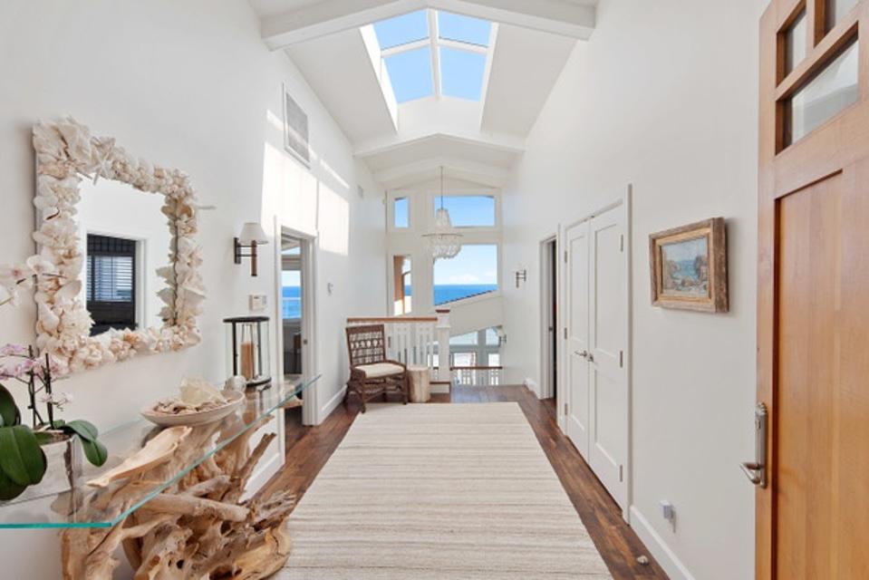 White hall with driftwood console table base