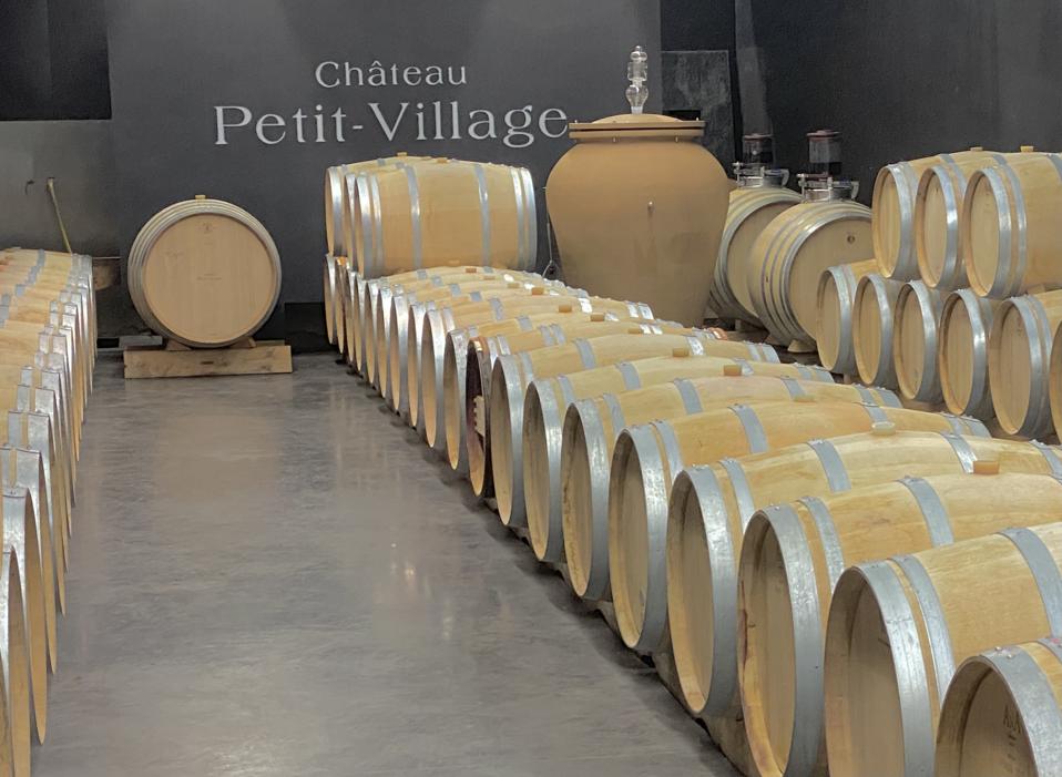 Château Petit-Village cellar and barrels, Pomerol, Bordeaux