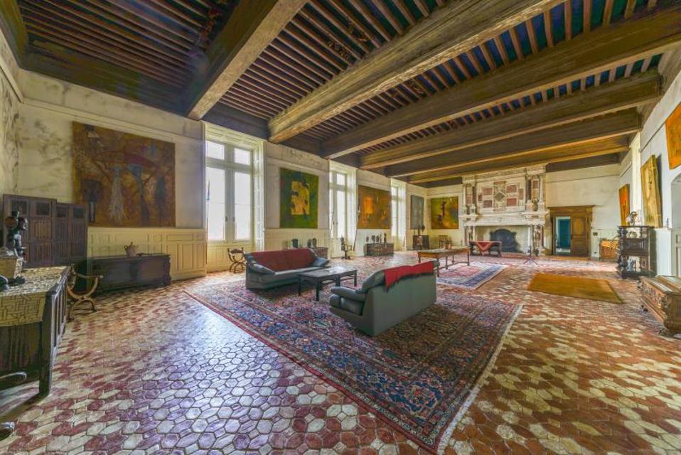 baronial living room terracotta floors in a french chateau medieval castle