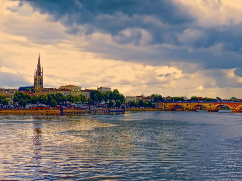 Libourne city on the Dordogne River, Bordeaux, France