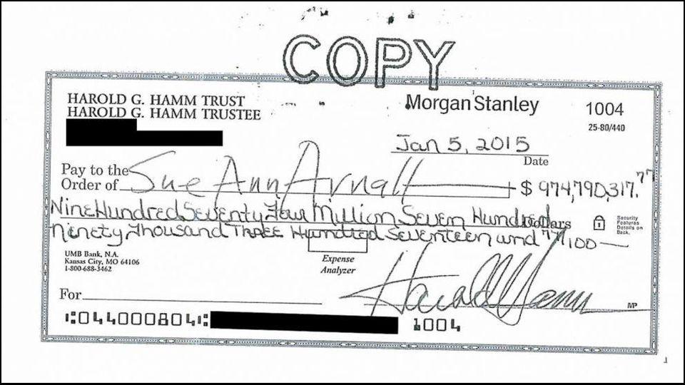 Harold Hamm divorce check