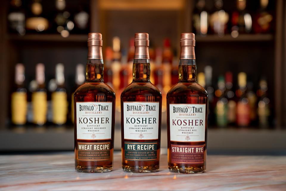 Buffalo Trace three bourbon bottles