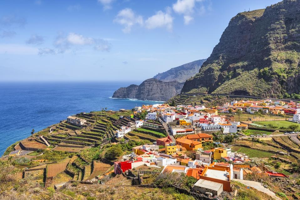 View of village Agulo on Canary Islands La Gomera.