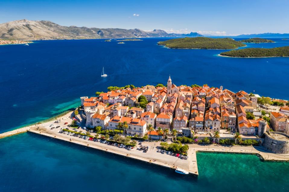 Panoramic of The island of Korcula in Croatia