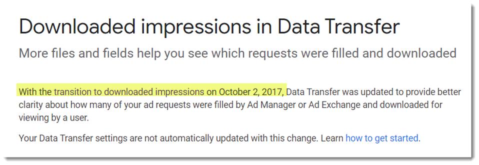 DoubleClick documentation on served impressions vs downloaded impressions