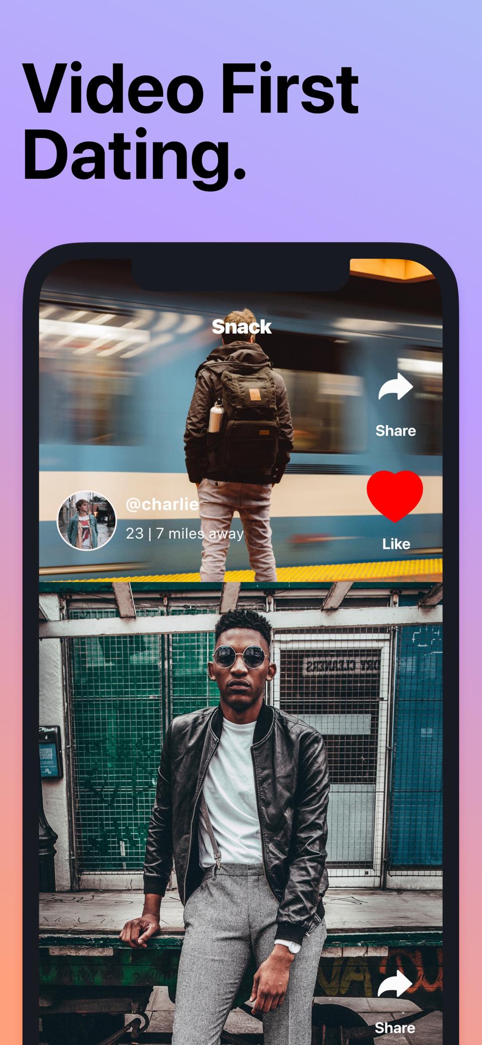 Capture d'écran de l'application de rencontres vidéo Snack