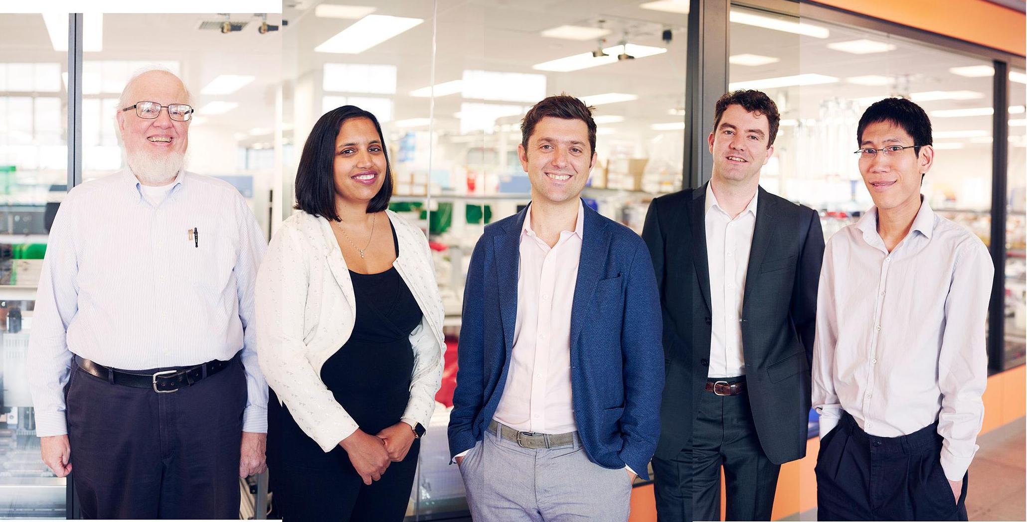Ginkgo Bioworks cofounders (from left to right) Tom Knight, Reshma Shetty, Jason Kelly, Barry Canton and Austin Che.