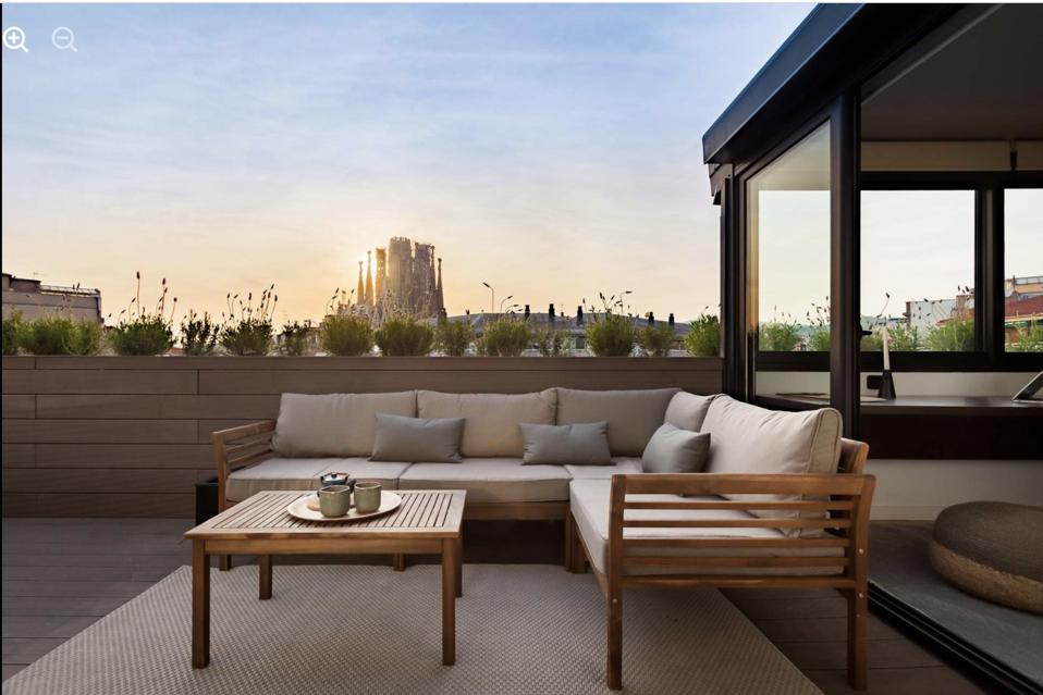 Rooftop views of La Sagrada Familia from UKIO apartment to rent Barcelona