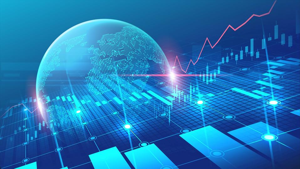 Stock market or forex trading graph