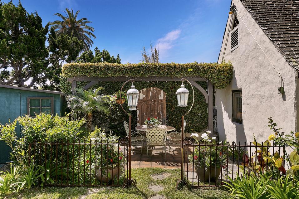 patio outdoors English Tudor Landmark Estate in historic La Jolla Beach Barber Tract