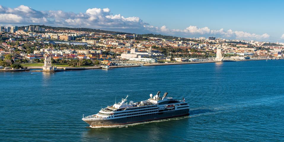 Ponant cruise ship in the waters off Portugal