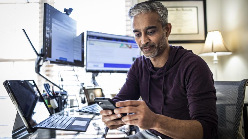 Man working in home office