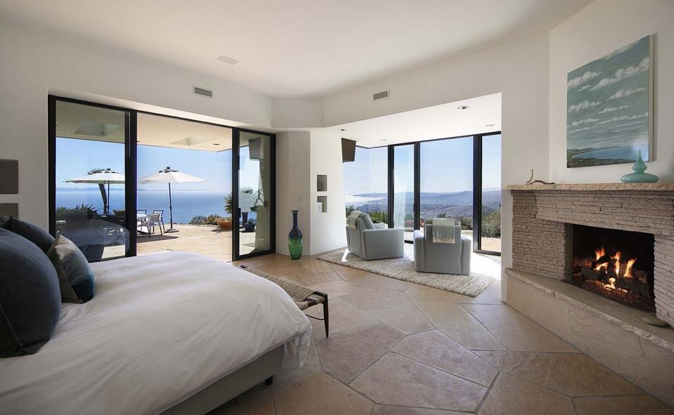 bedroom inside modern adobe 560 Toro Canyon Park Road Carpinteria, CA