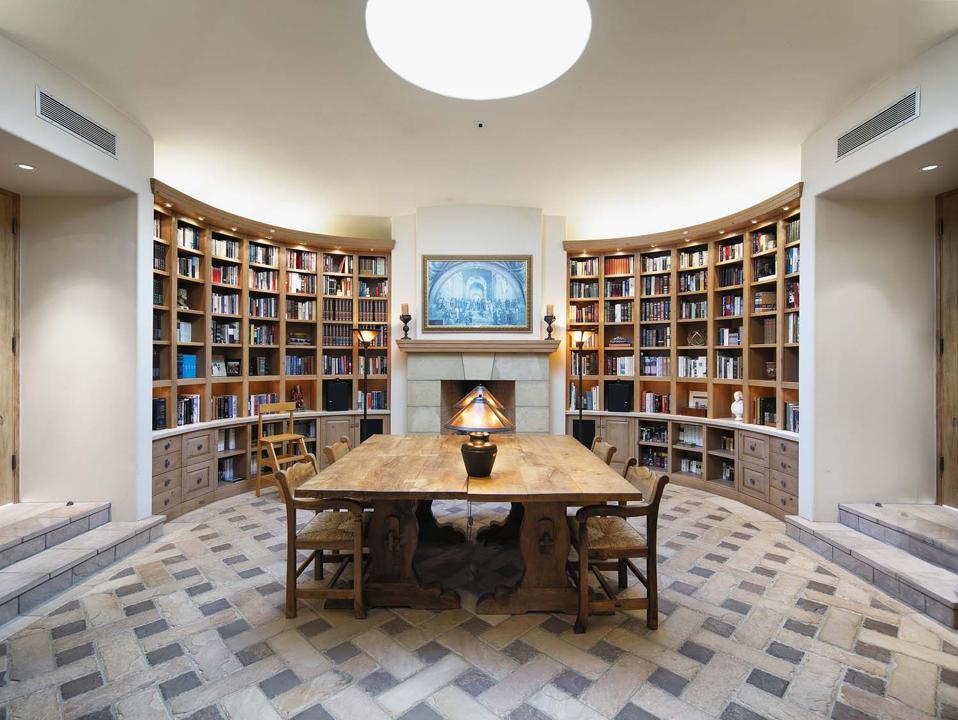 custom circular library reading room at 560 Toro Canyon Park Road Carpinteria, CA