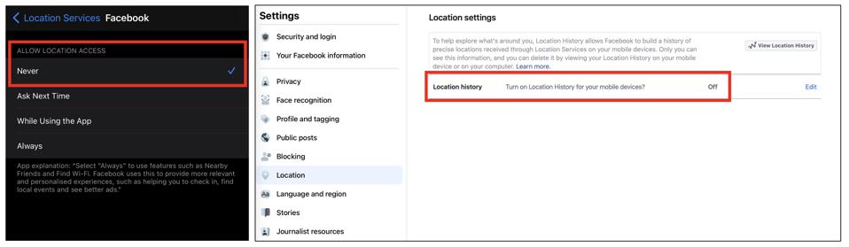 Facebook App and Website - Location Access Disabled