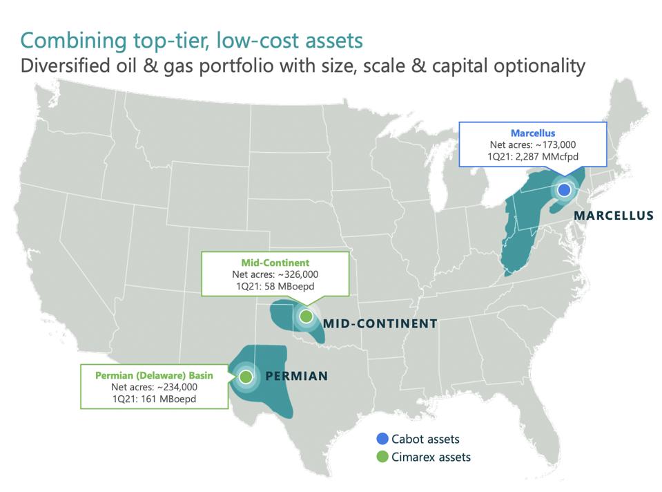 map showing oil and gas assets.