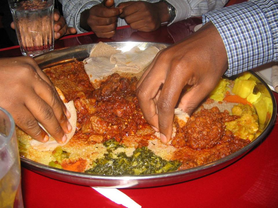 A plate of Ethiopian food.