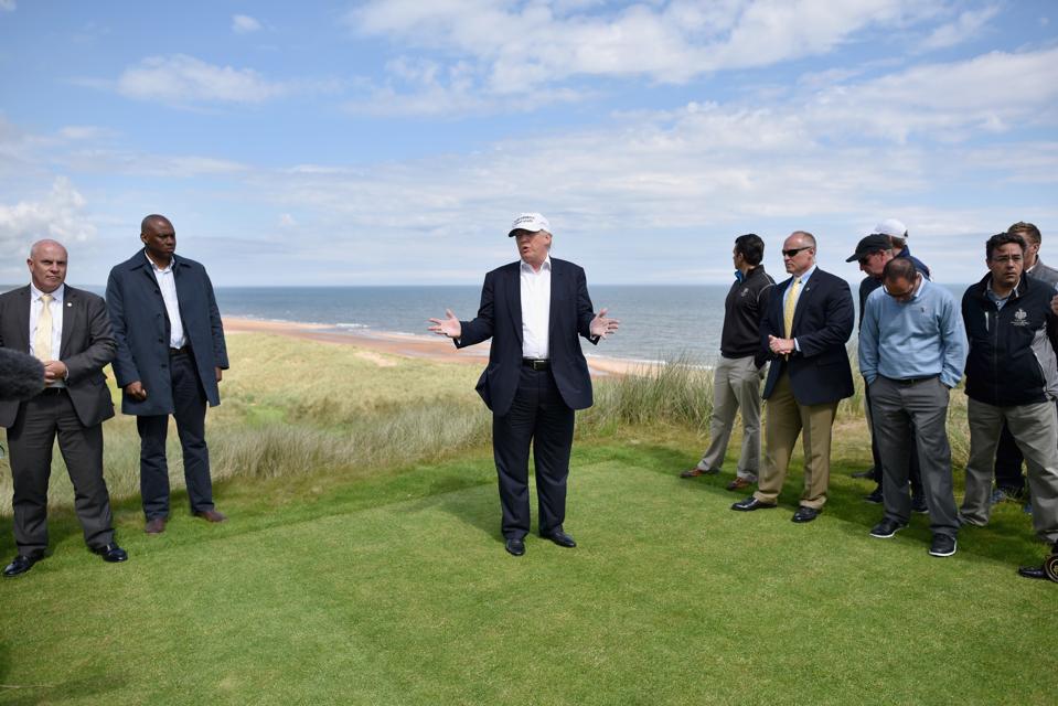 Donald Trump Visits His Golf Course in Aberdeen