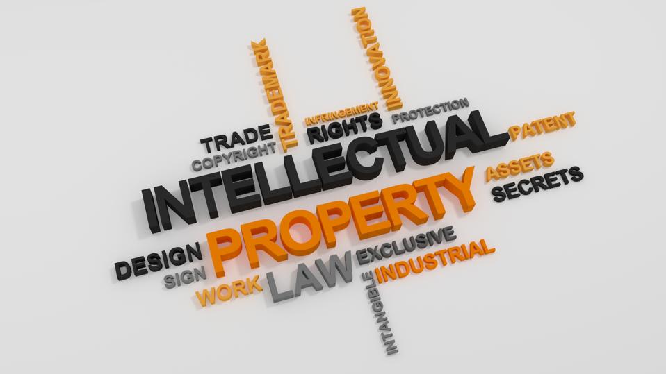 Intellectual PropertyIntellectual Property word cloud over white background