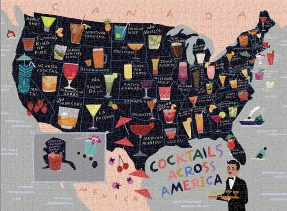 Anne Bentley Cocktail Map of the USA 1000 Piece Puzzle from Galison