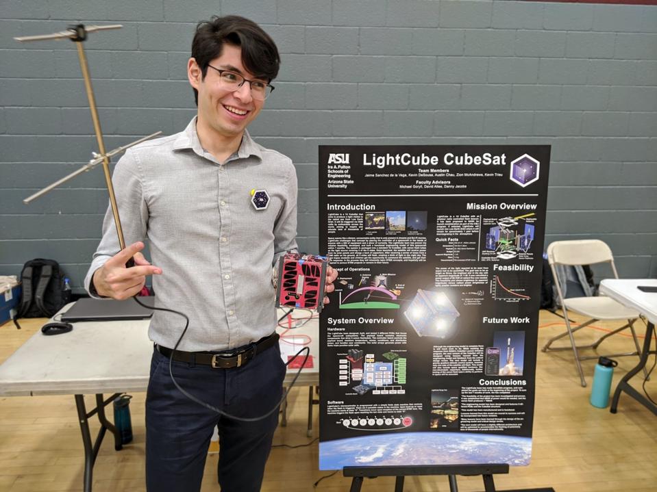 LightCube Principal Investigator Jaime Sanchez de la Vega with prototype.