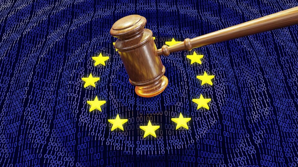 EU judge hammer hitting GDPR data bits and bytes sentencing European Union fine