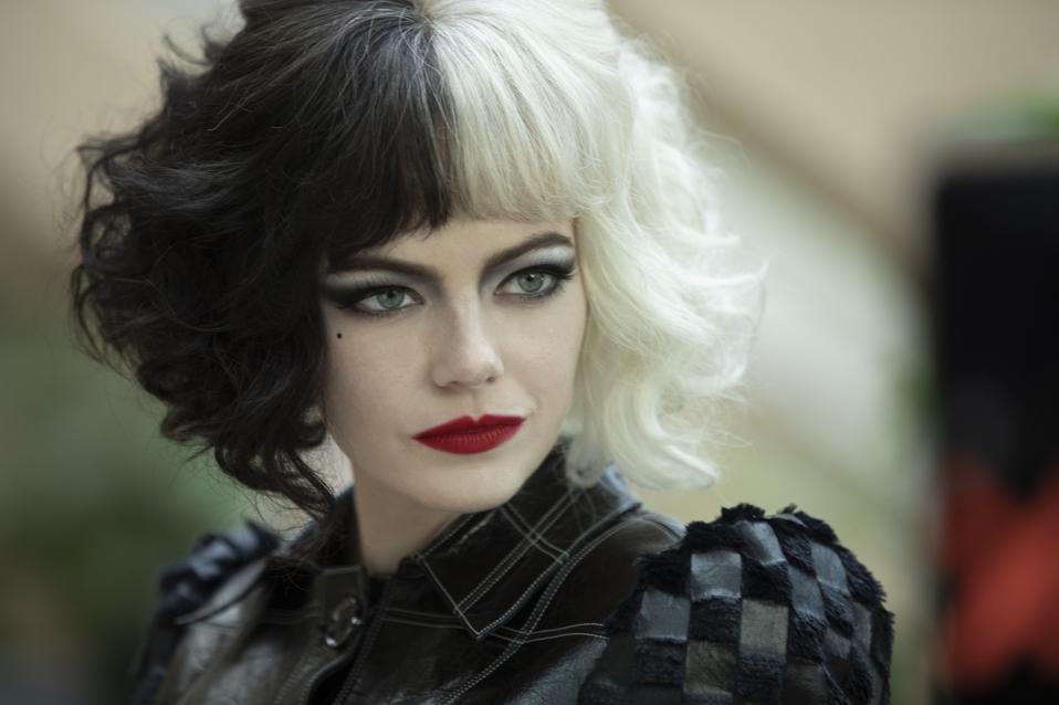 Cruella Emma Stone in makeup for the Disney Plus movie