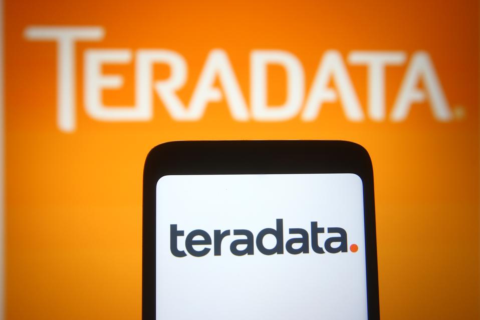 In this photo illustration a Teradata logo of an US software...