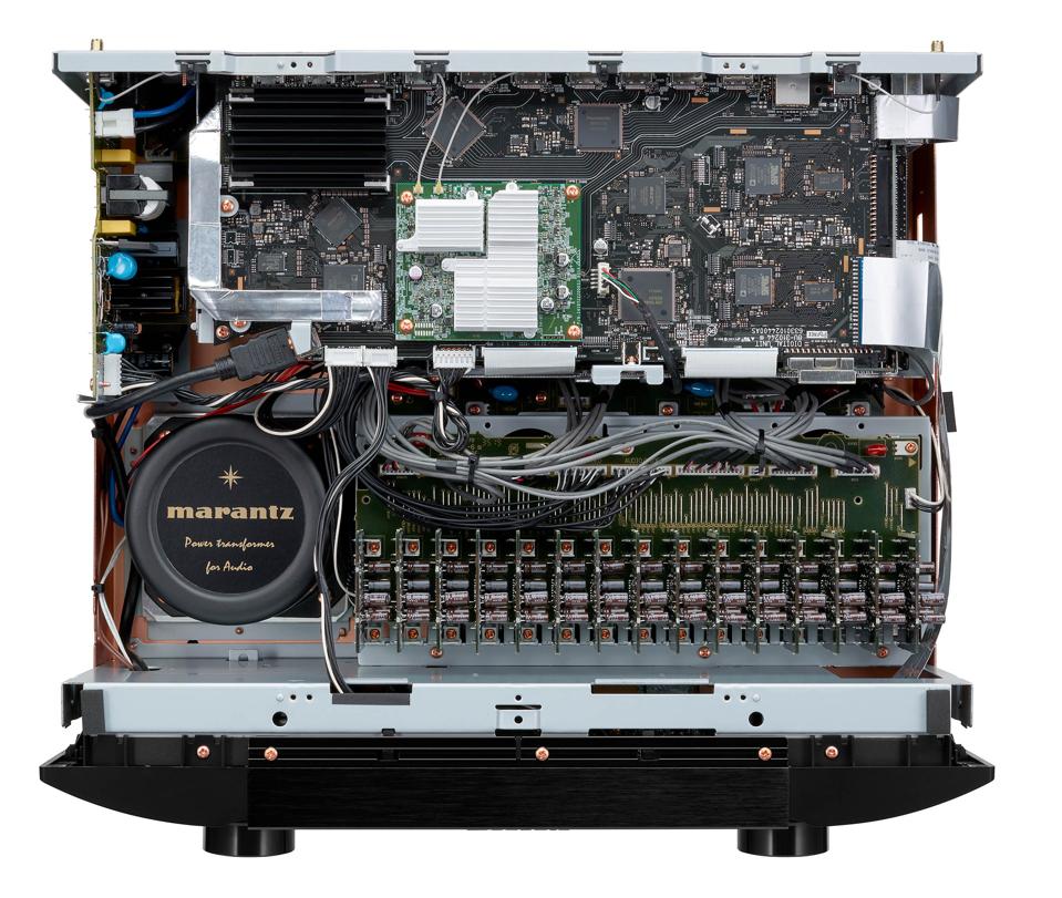 Overhead view of Marantz AV8805A internal circuitry