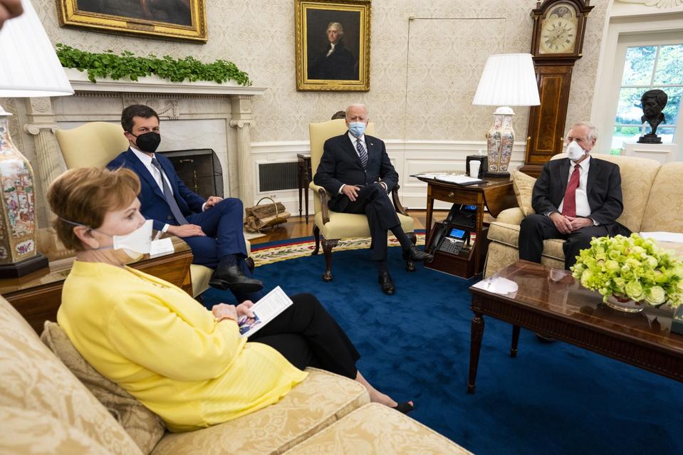 President Biden Meets With Bipartisan Group Of Congress Members On American Jobs Plan