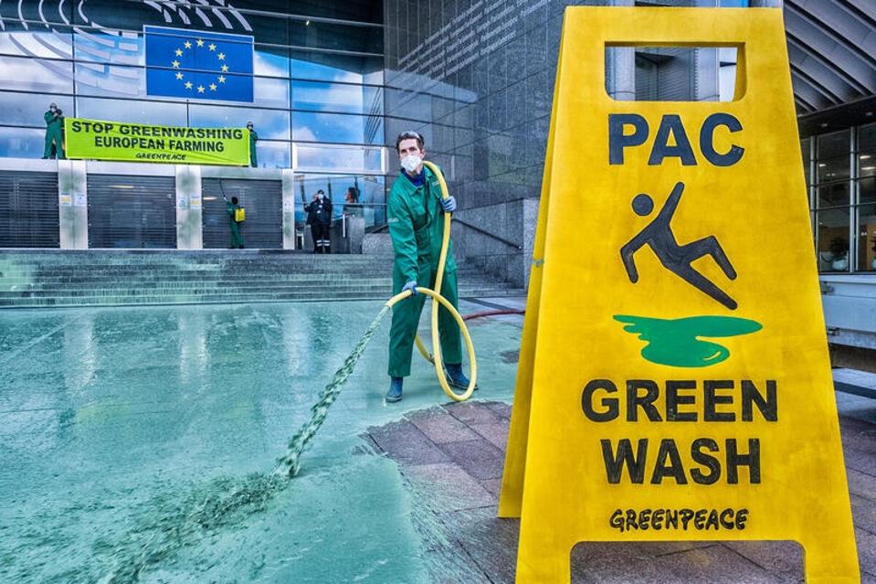 Greenwash Action at EU Parliament in Brussels