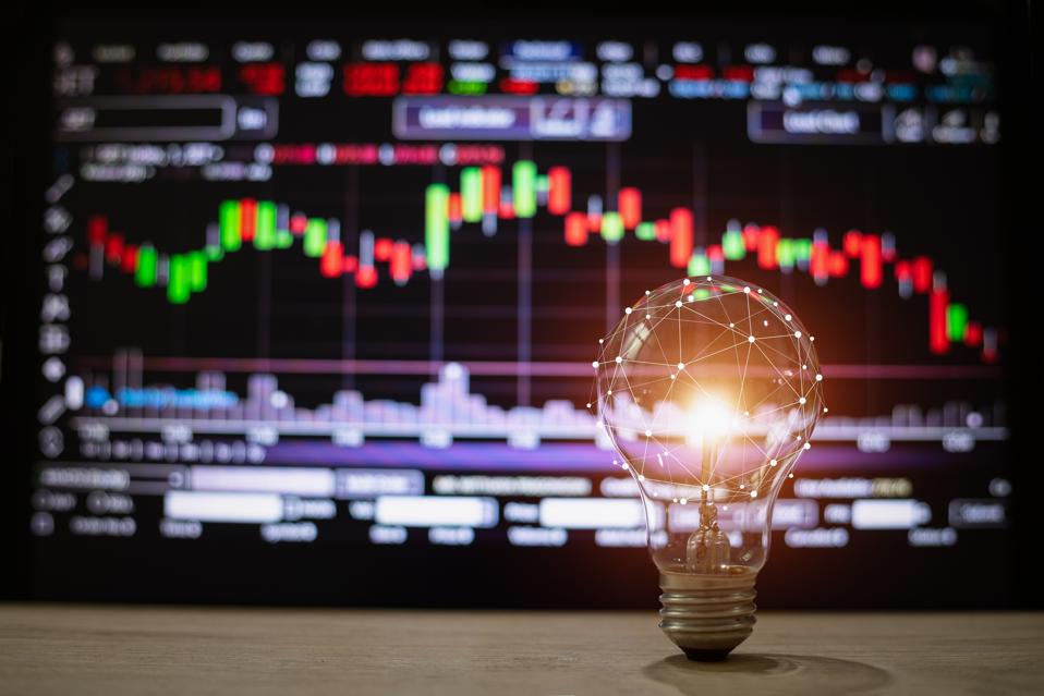 stock market concept,Light bulbs concept,Light bulbs